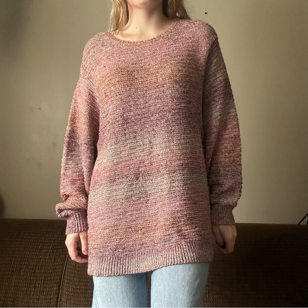 J. Jill Pure Jill Multicolored Textured Pink Ombre Crewneck Knit Sweater XL Tall - Picture 2 of 7